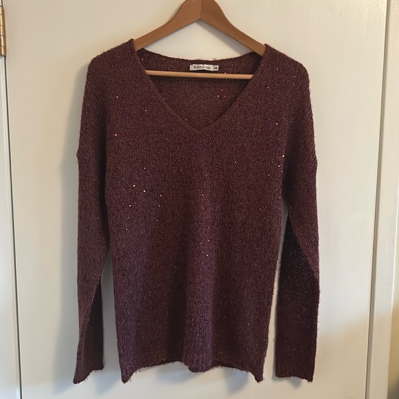 Revolution VGUC purple/red sparkle v neck sweater, sequins. - Picture 3 of 9